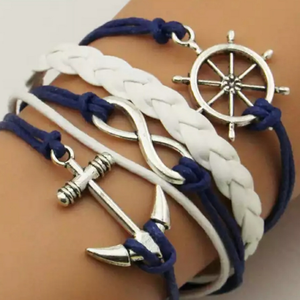 Anchor wheel infinity bracelet